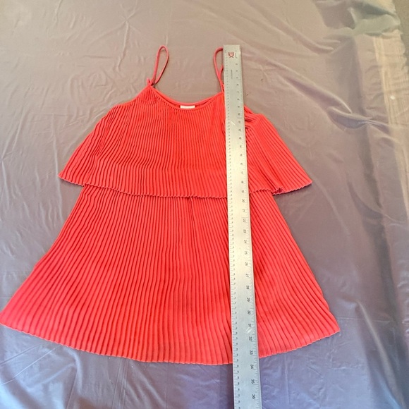 Parker Red Sleeveless Spaghetti Strap Pleated Tiered Mini Dress Size XS MSRP$198 - Picture 6 of 8